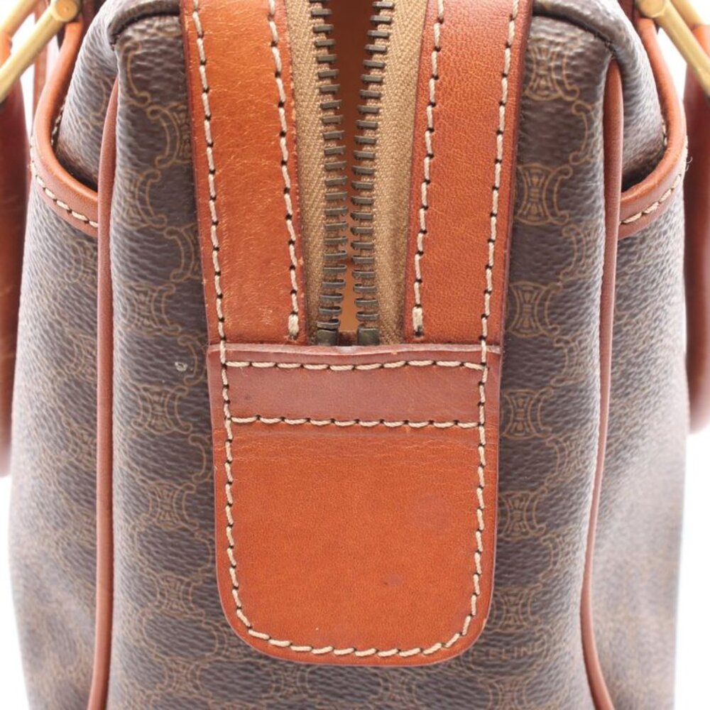 Celine Tote Macadam Dark Brown Canvas Leather Handbag - Picture 6 of 9